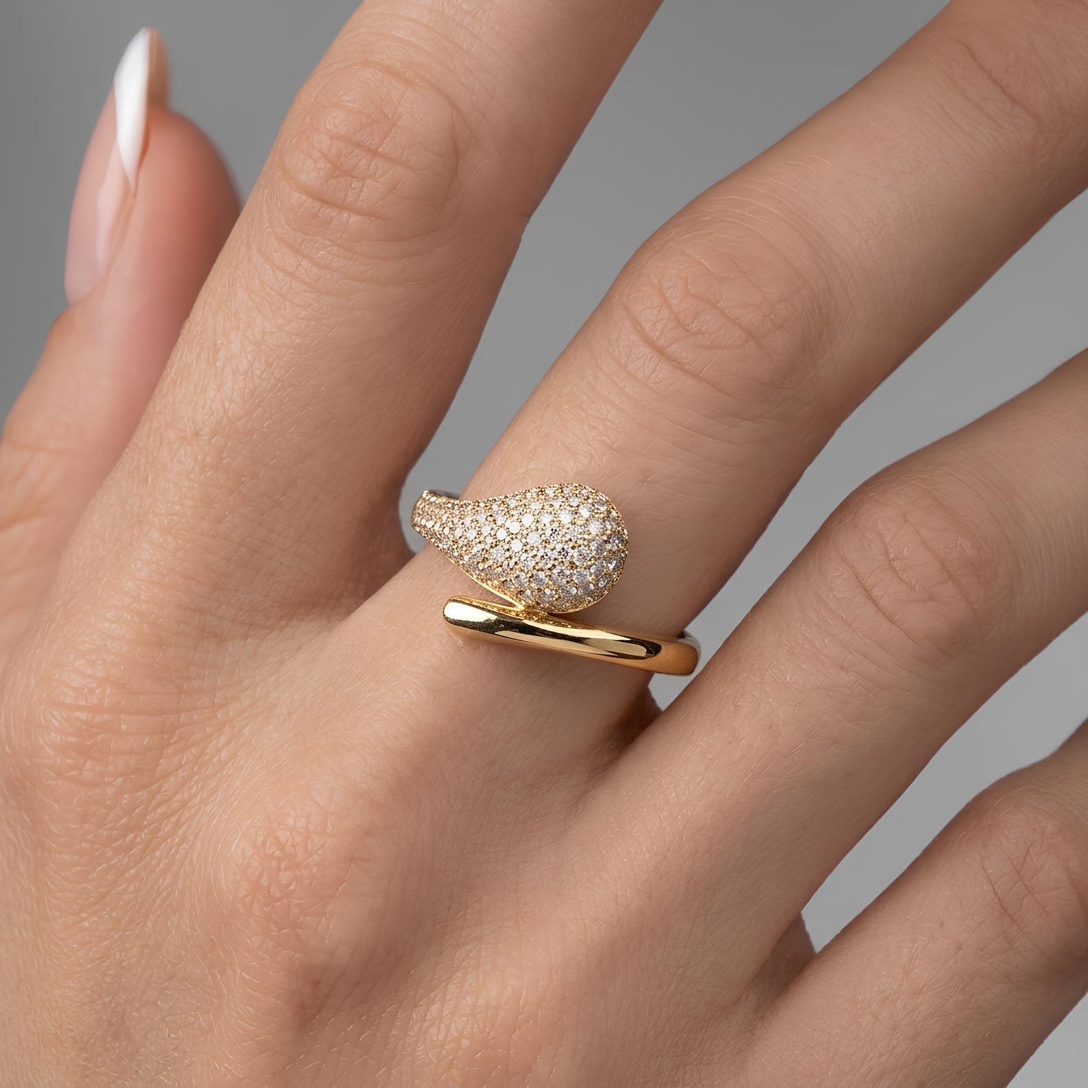 Pave Crossover Ring