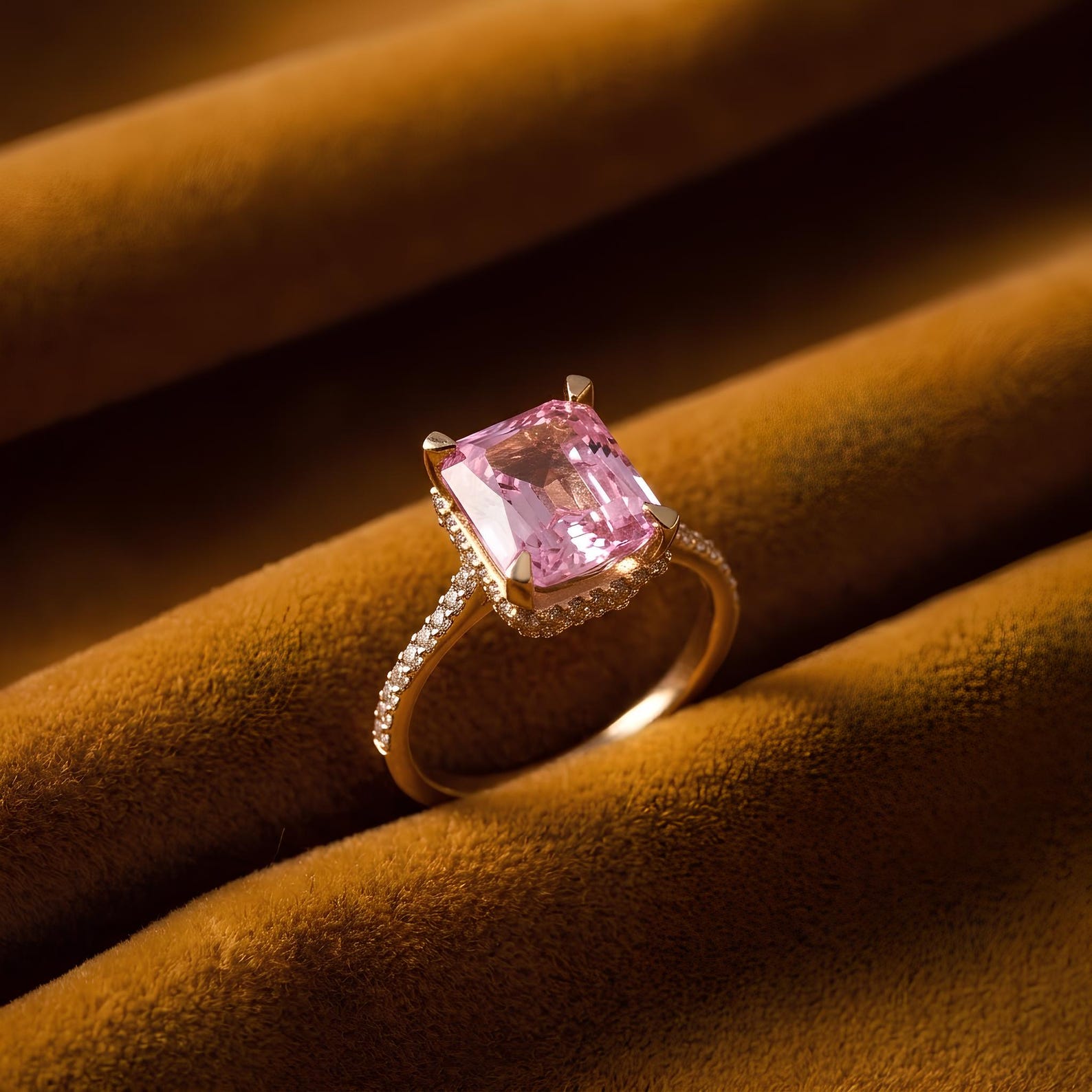 Pink Zircon Halo Ring