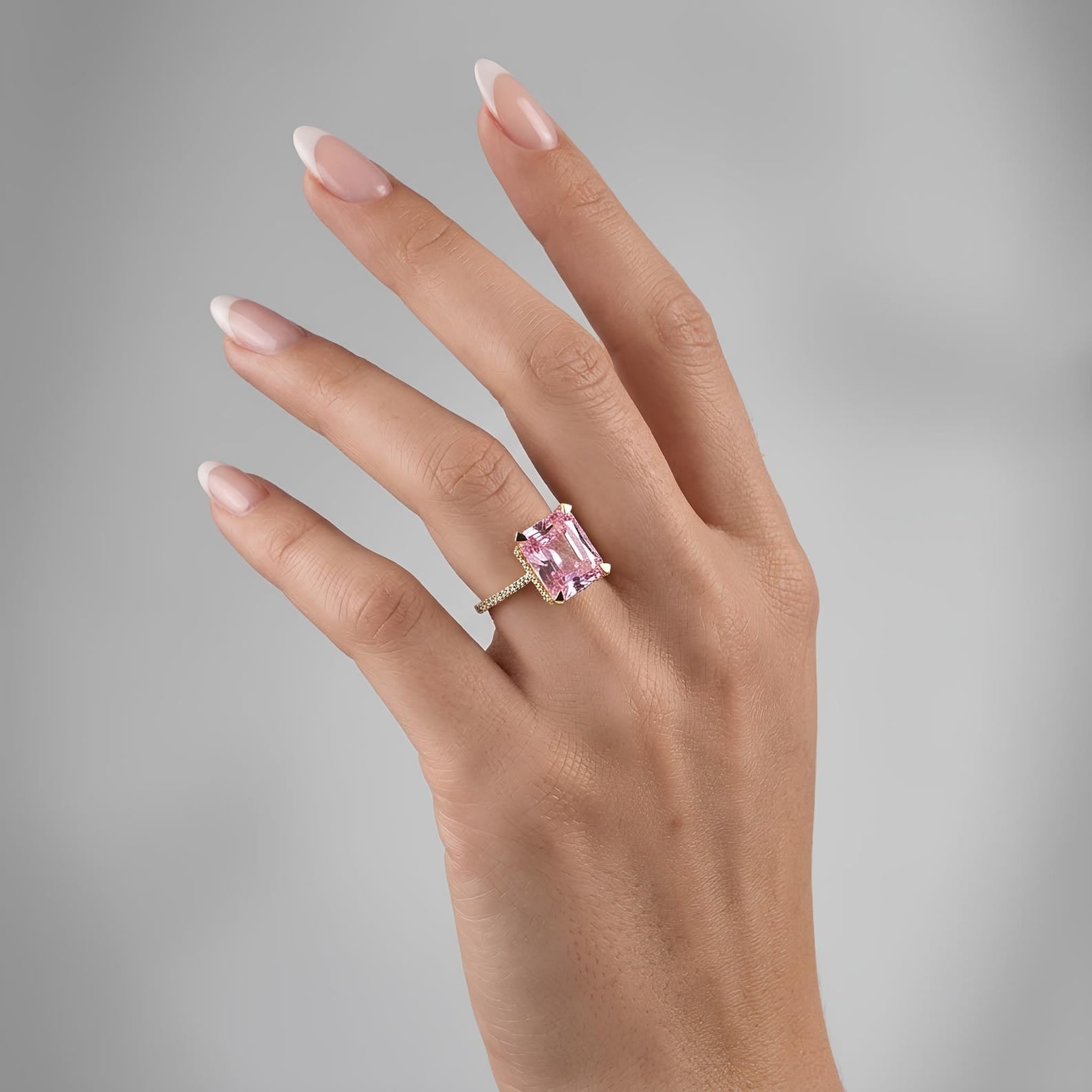 Pink Zircon Halo Ring