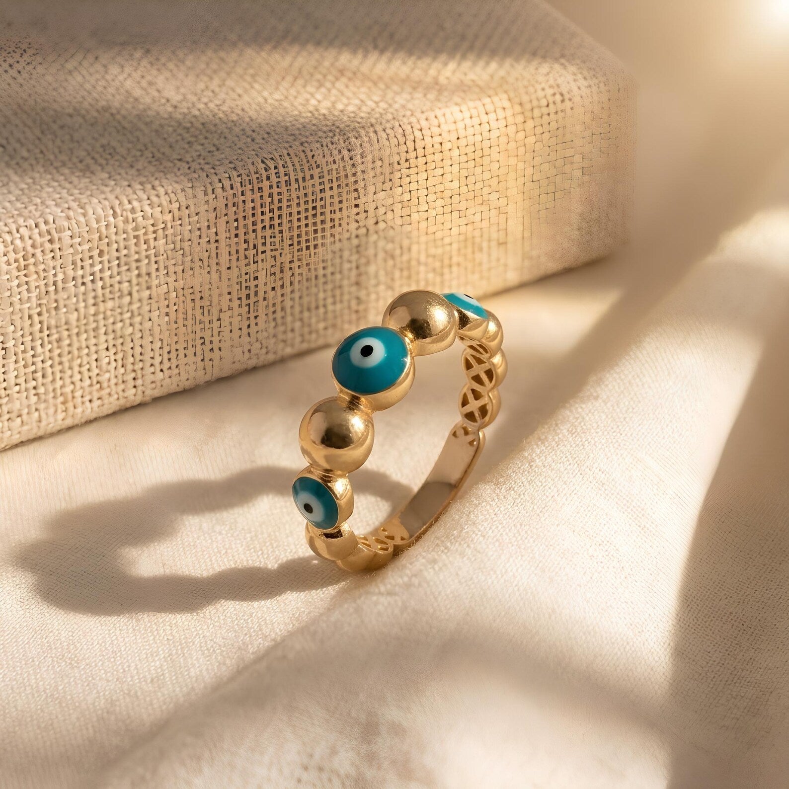 Evil Eye Bead Ring