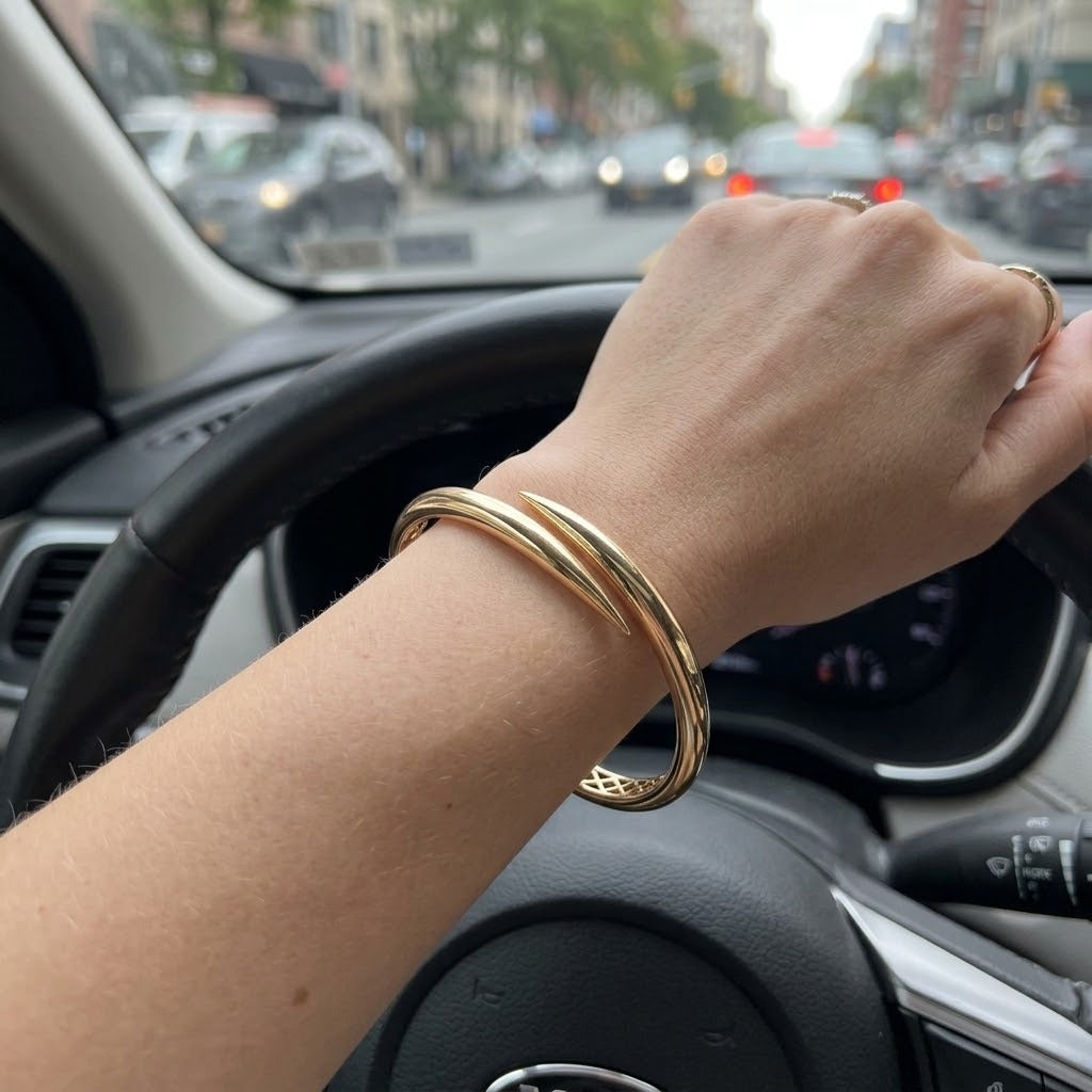 Customer wearing a Belle Oro bangle